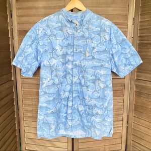 Columbia PFG Fish Print Lightweight Short Sleeve Button Down Shirt Sz L